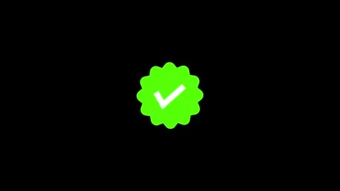 Green check mark verification badge animation isolated on black background... 스톡 동영상 336881588