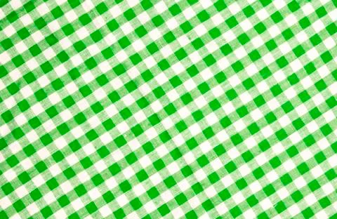 Green checkered tablecloth texture Stock Photos