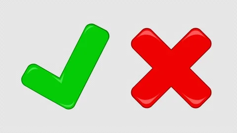 Green checkmark and red cross animation Stock Footage 335333529