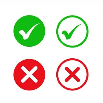 Green Checkmark and Red Cross Icons Stock-Illustration