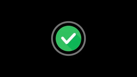 Green checkmark in circle animation on black background, successful confirm.. Stock Footage 334829639