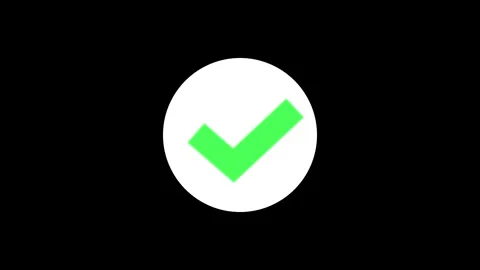 Green checkmark icon animation inside a white circle isolated on black back.. Stock Footage 340799313