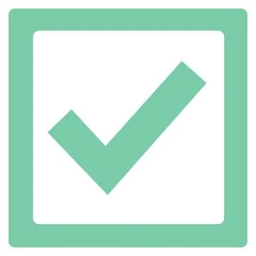 Green checkmark icon inside a square frame Stock Illustration