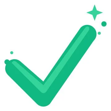Green Checkmark Icon with Sparkle Effect, Vector Illustration Ilustração Stock