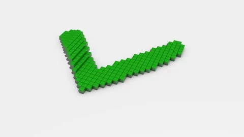 Green checkmark made up of cubes Stock Footage 111290200