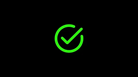 Green Checkmark Tick Animation on Black Background Video stock 343661246