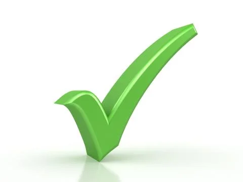 Green checkmark on white background Stock Illustration