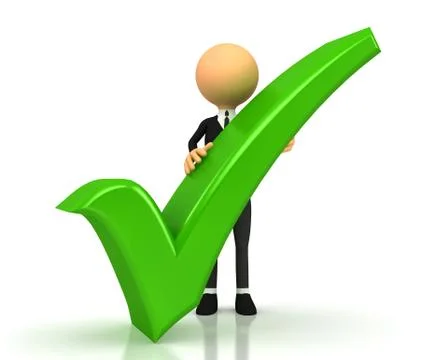 Green checkmark on white background Stock Illustration