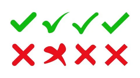 Green Checkmarks and Red Cross Marks Stock Illustration