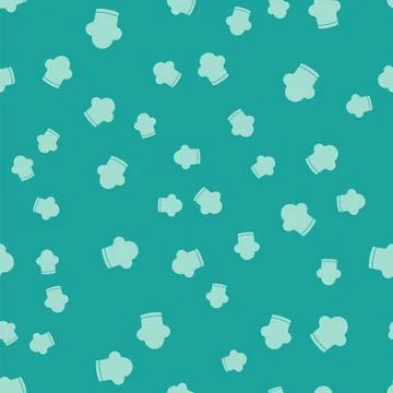 Green Chef hat icon isolated seamless pattern on green background. Cooking 스톡 일러스트