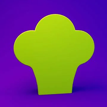 Green Chef hat icon isolated on purple-blue background. Cooking symbol. Coo.. Stock Illustration