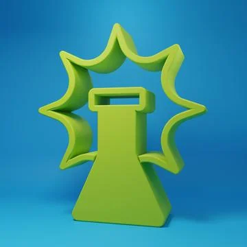 Green Chemical experiment, explosion in the flask icon isolated on blue bac.. Stock Illustration