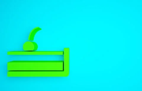 Green Cherry cheesecake slice with fruit topping icon isolated on blue Stock Illustration