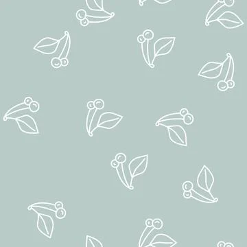 Green cherry line seamless pattern Illustrazione stock