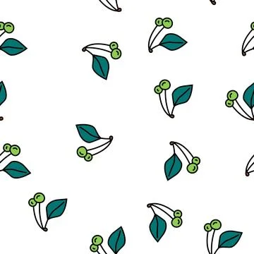 Green cherry vector seamless pattern Illustrazione stock