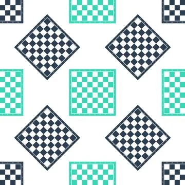 Green Chess board icon isolated seamless pattern on white background. Ancient Stock Illustration