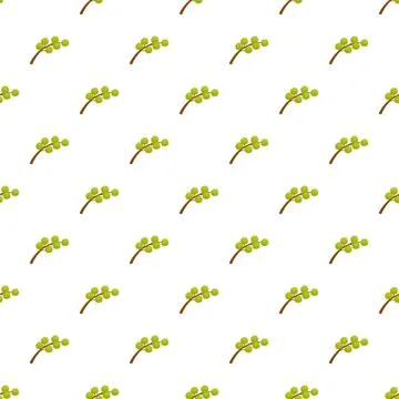 Green chestnut branches repeating pattern white background Stock Illustration