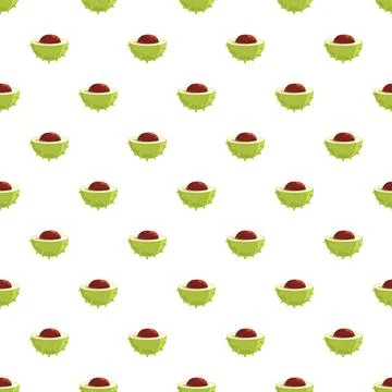 Green chestnut half shells pattern on white background Illustrazione stock
