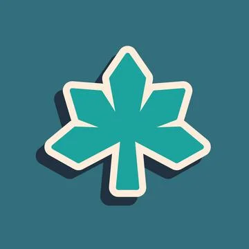 Green Chestnut leaf icon isolated on green background. Long shadow style. Vector 스톡 일러스트