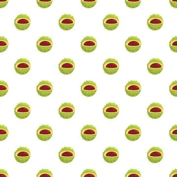 Green chestnut shells creating a seamless pattern background Stockillustratie