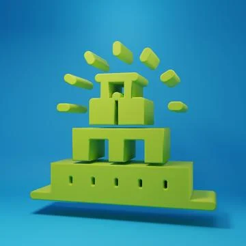 Green Chichen Itza in Mayan icon isolated on blue background. Ancient Mayan.. Ilustración de archivo