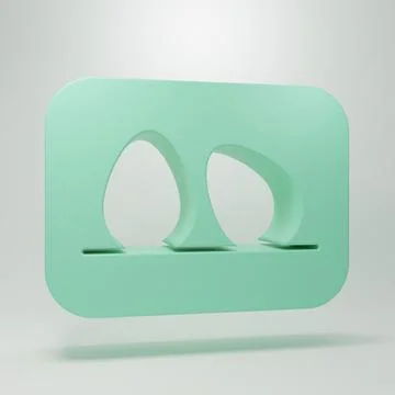 Green Chicken egg icon isolated on grey background. Minimalism concept. 3D .. 스톡 일러스트