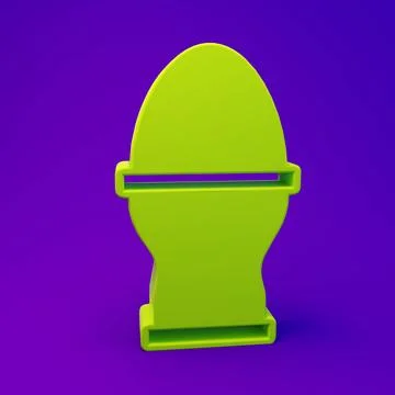 Green Chicken egg on a stand icon isolated on purple-blue background. Minim.. 库存插图