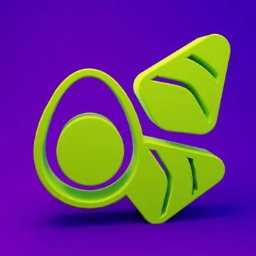 Green Chicken egg with vegerables icon isolated on purple-blue background. .. 库存插图