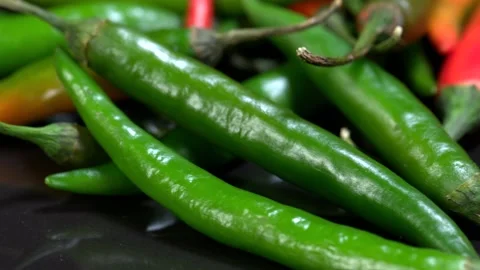 Green Chili Close macro Video stock 134656765