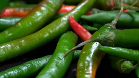 Green Chili Macro Close Up Video stock 134656873