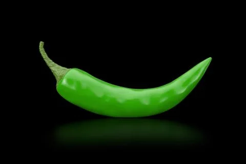 Green Chili Pepper. 3d Rendering Stock Illustration