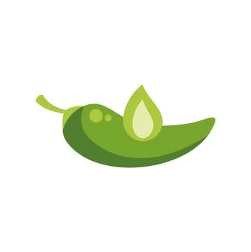 Green chili pepper with flame icon representing spicy flavor Stock Illustration