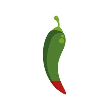 Green chili pepper with red tip icon Stock Illustration