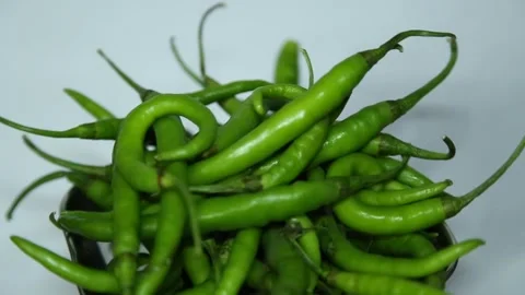 Green chili rotating Stock Footage 153429013