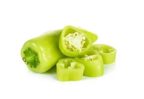 Green chilli isolated on the white background Stock Photos