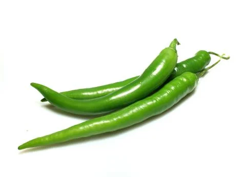 Green chilli pepper on white background Stock Photos
