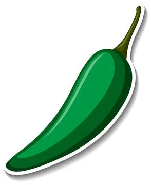 Green chilli sticker on white background Stockillustratie