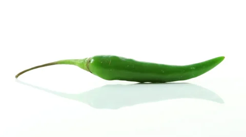 Green Chilli on White Background Stock Footage 39376683