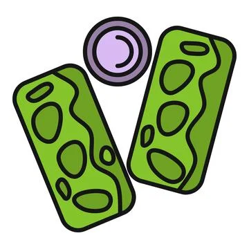 Green chips with purple dip dish illustration Stock Illustration
