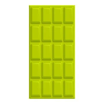 Green chocolate bar with square pattern on white background Stock Illustration