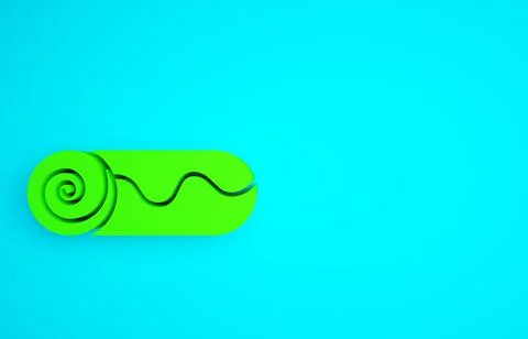 Green Chocolate roll cake icon isolated on blue background. Minimalism concept Stock Illustration