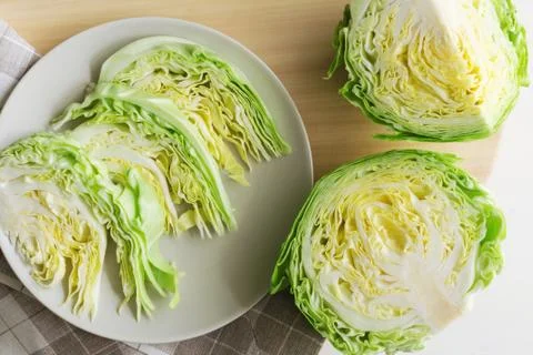 Green chopped head of cabbage Stock Photos