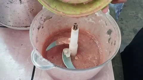 Green Chopper Lid on Kitchen Table – Food Preparation Scene Stock Footage 229199739