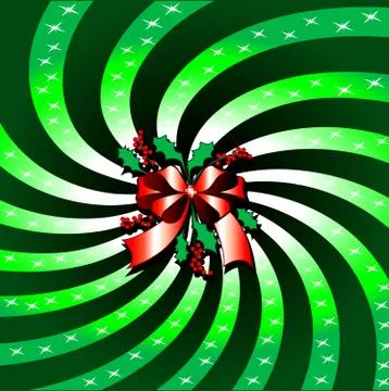 Green Christmas Bow Background Stock Illustration
