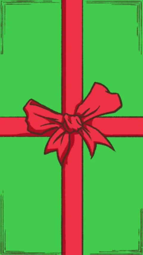 Green Christmas Gift Box with Red Ribbon Vertical Cartoon Motion Background Stock Footage 344759744