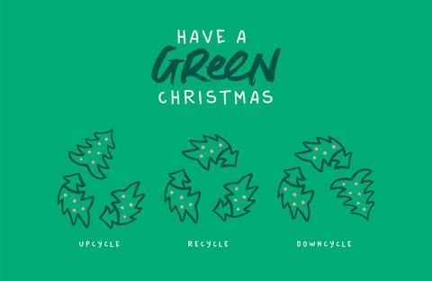 Green Christmas recycle pine tree arrow symbol set Stock Illustration