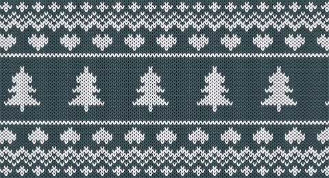 Green Christmas seamless knited  pattern , Festive Sweater Design. Seamless K Stock Illustration
