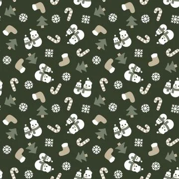 Green Christmas Snowman seamless pattern background 스톡 일러스트