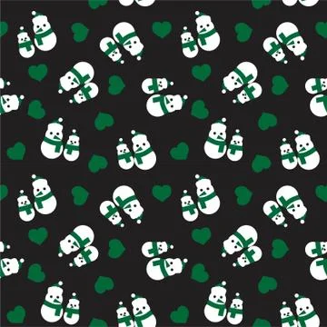 Green Christmas Snowman seamless pattern background 스톡 일러스트