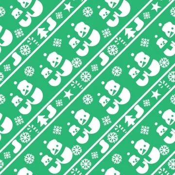 Green Christmas Snowman seamless pattern background 스톡 일러스트